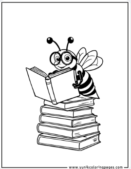 Bee Wearing Glasses and Reading a Book