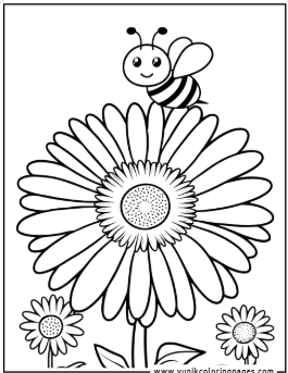 Honey Bee Pollinating a Daisy in a Garden