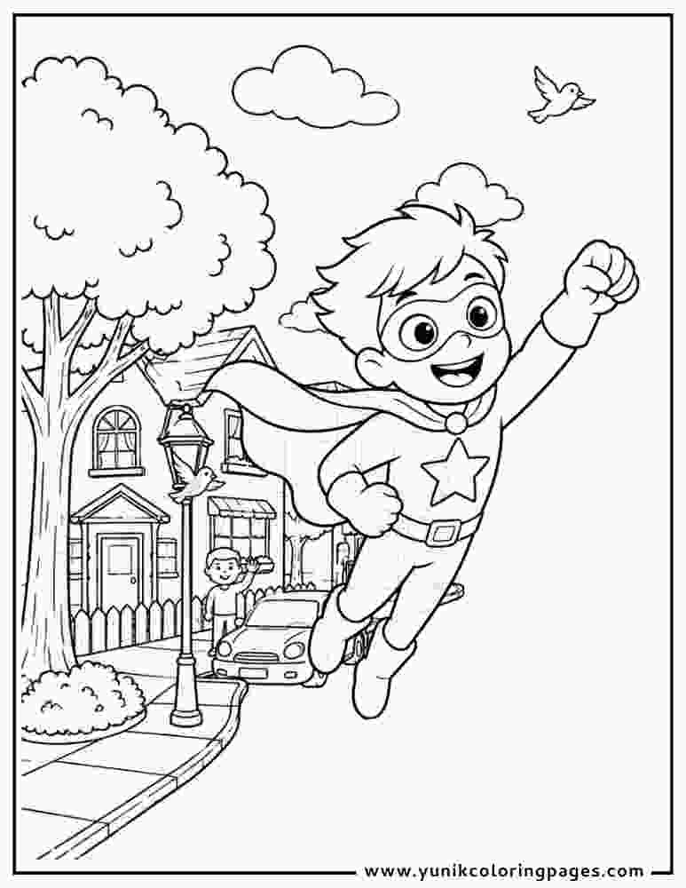 Super hero boy coloring page