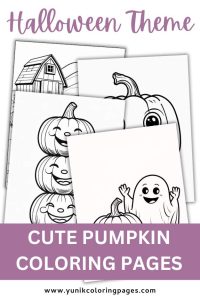 Halloween theme coloring page pumpkin set