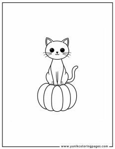 back cat with pumpkin