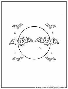 bat moon halloween costume coloring page