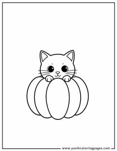 cat from pumpkin halloween costume coloring page