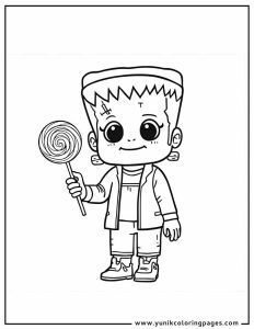 Freankenstein halloween costume coloring page