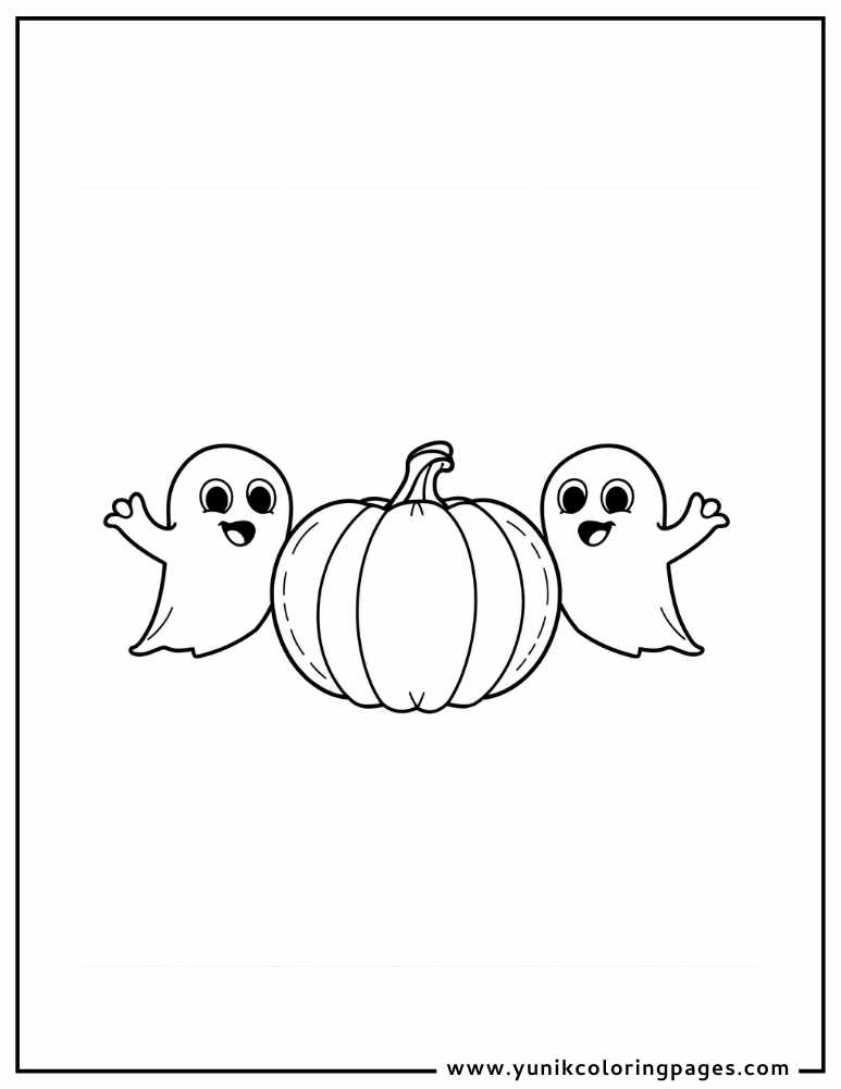 ghosts with pumpkin halloween costume coloring page