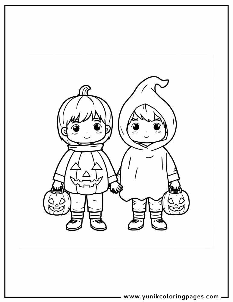 halloween costume coloring page for kids