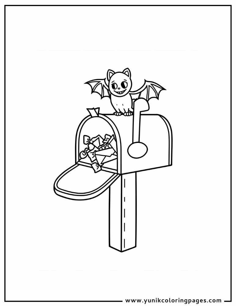 spooky mailbox halloween coloring page