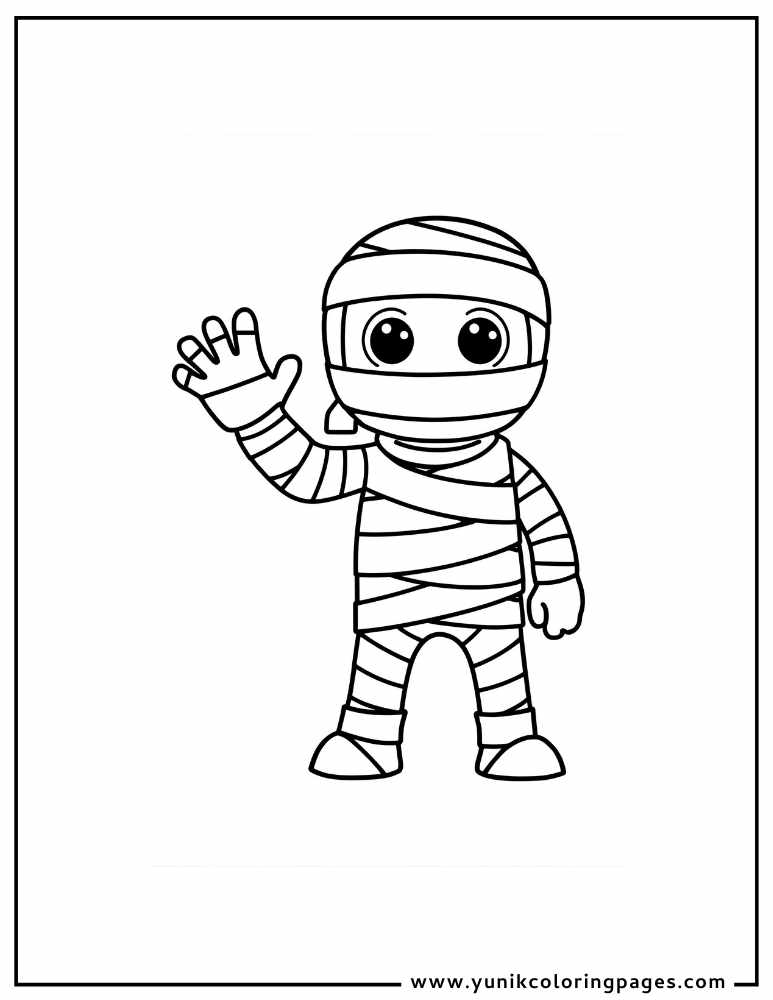 waving mummy halloween coloring page