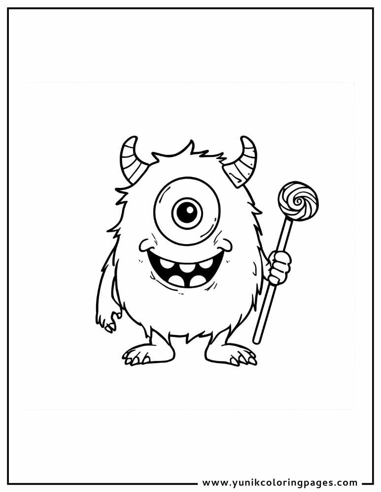 one eye monster halloween coloring page