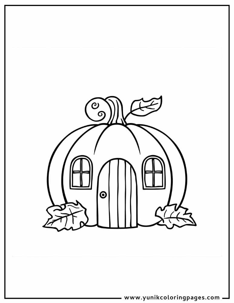 pumpkin patch house halloween coloring page for kids