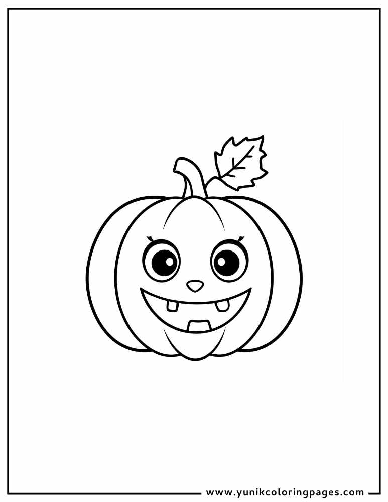 smiling pumpkin halloween coloring page for kids