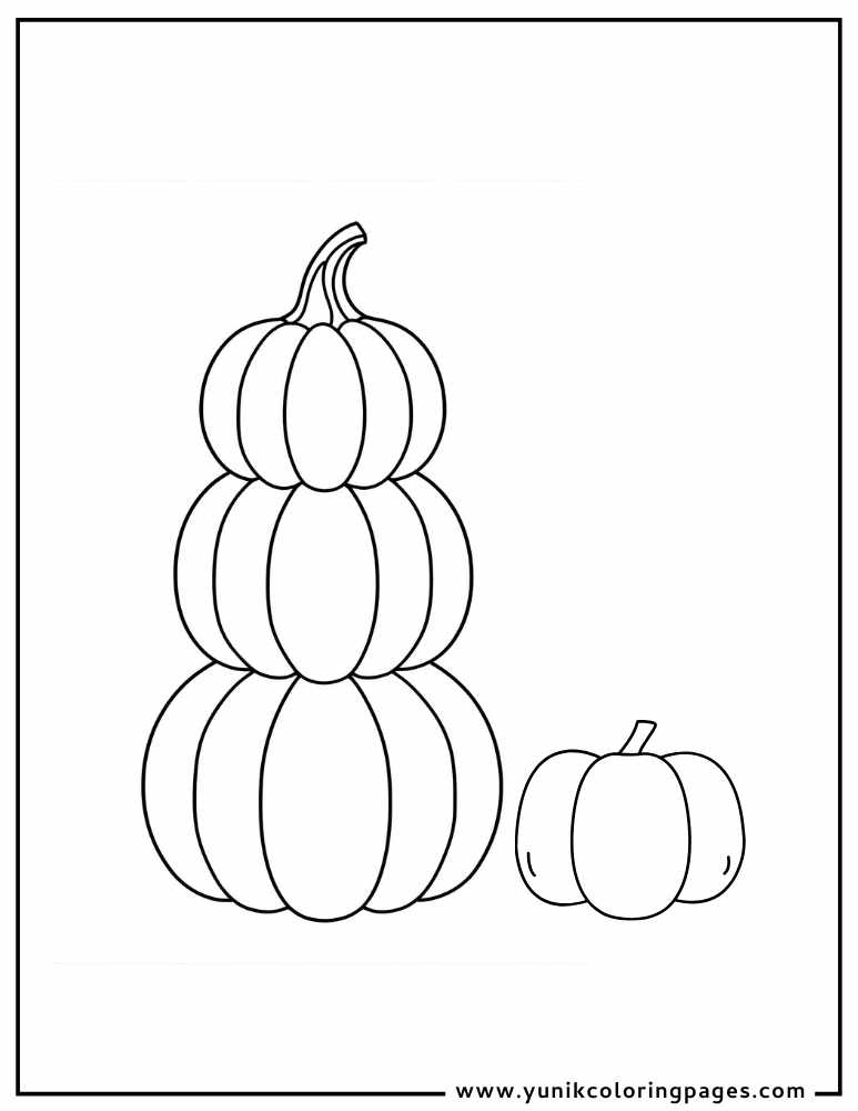 stacked pumpkin halloween coloring page for kids