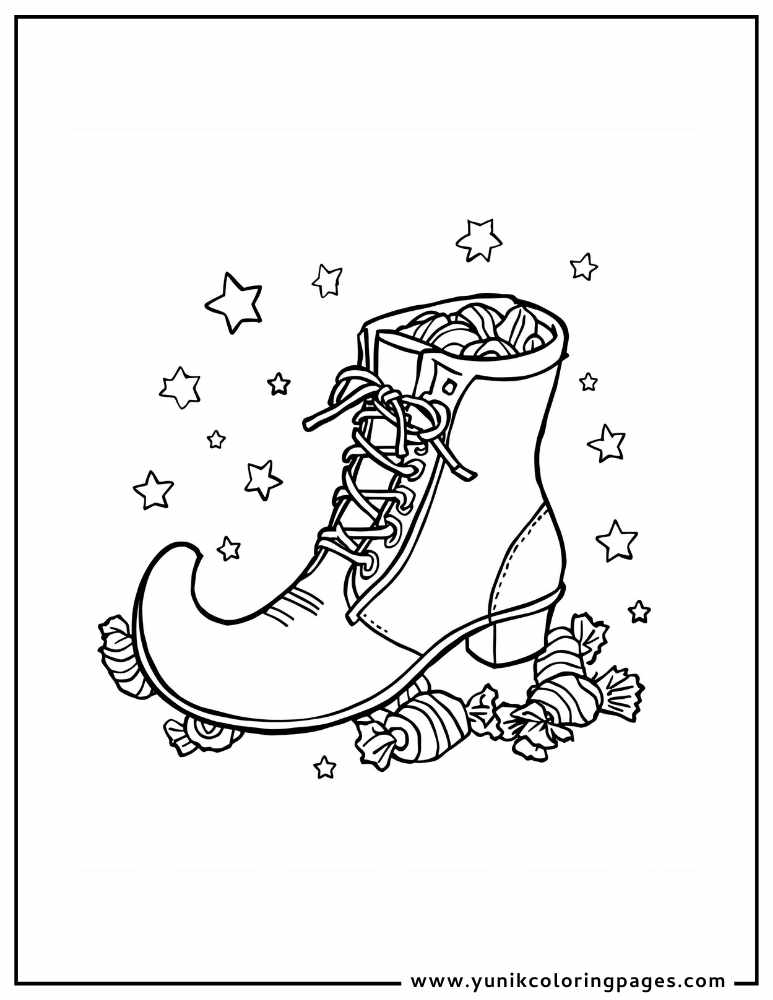 witch shoe halloween coloring page for kids