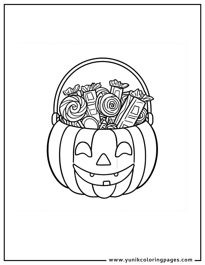 Trick or Treat Candy Bucket Coloring Page