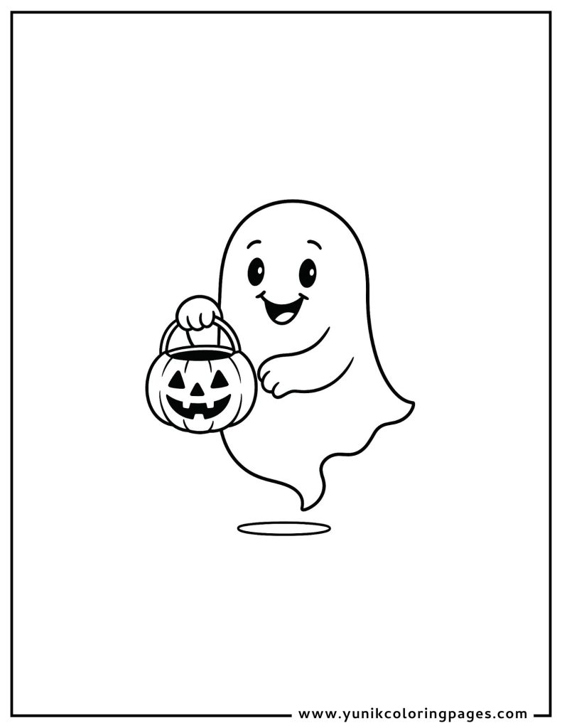 Trick or Treat Ghost Coloring Page