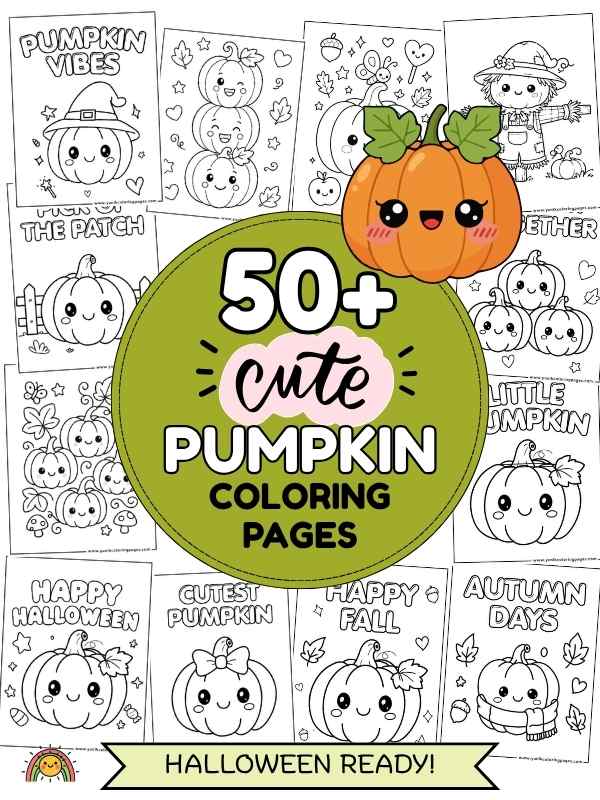 Download 50+ cute pumpkin coloring pages in printable PDF format. Enjoy free pumpkin coloring pages for kids, Halloween, and fun fall activities.