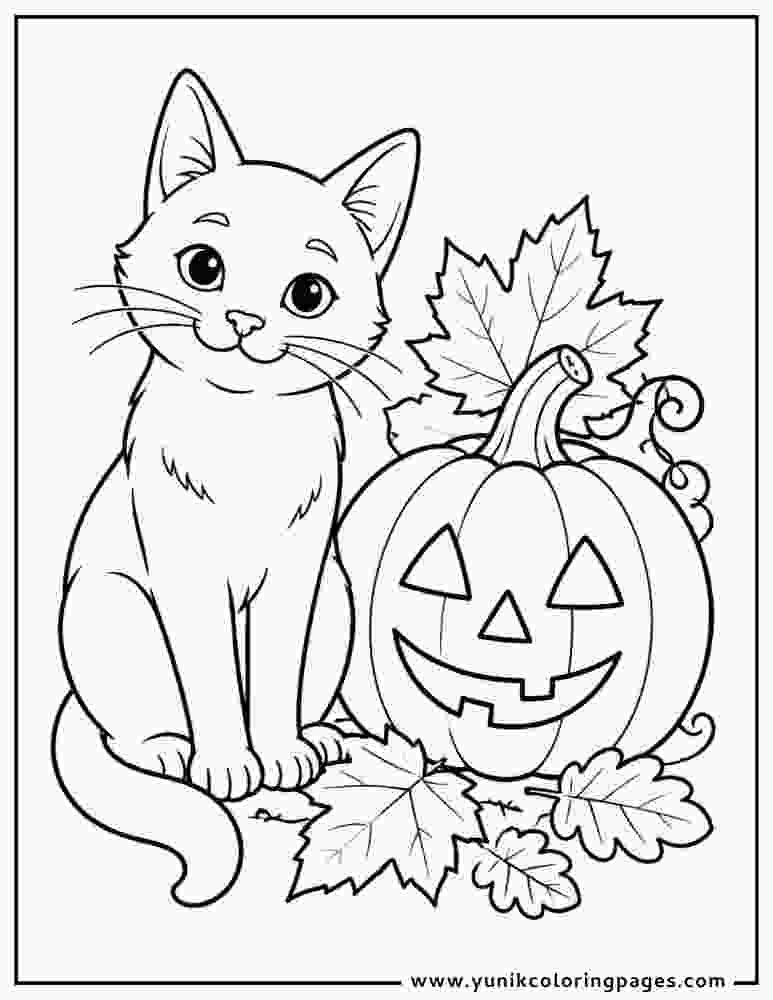 Cute Halloween Cat Coloring Pages