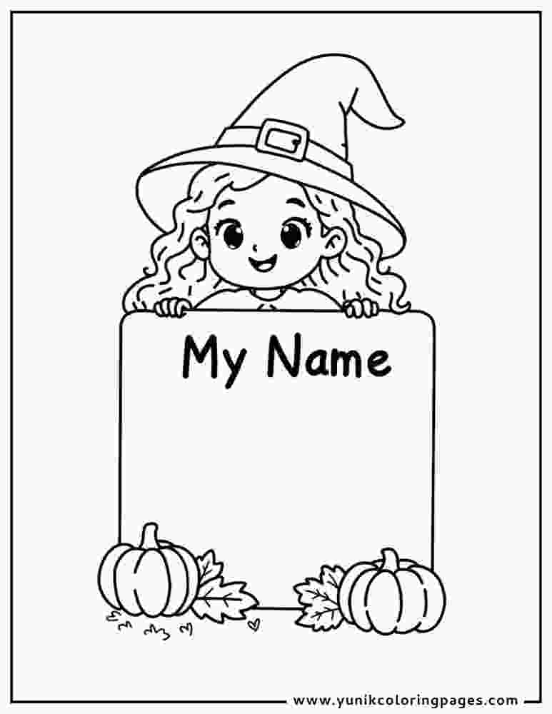 Printable Witch Coloring Page Name Craft