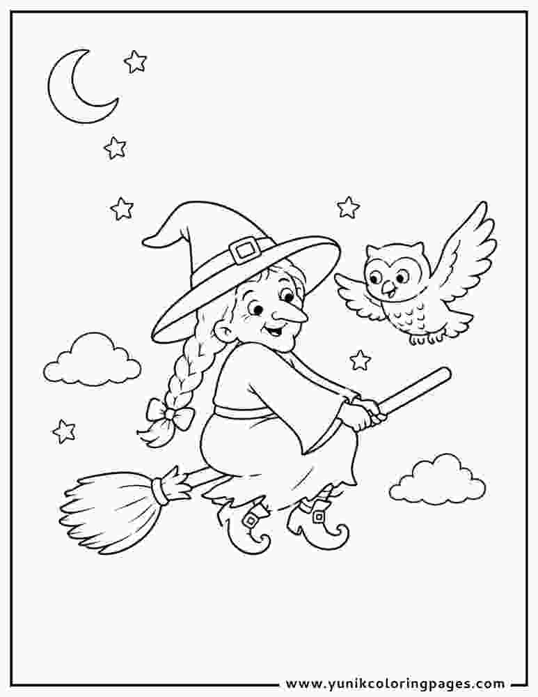 Printable Witch Coloring Pages with Owl