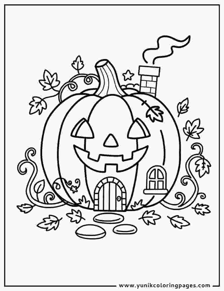 cute jack o lantern house coloring page