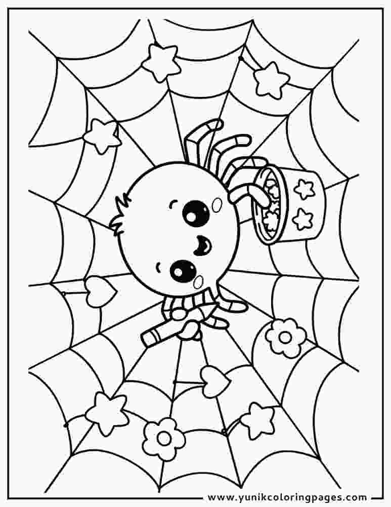 Spider On Web Coloring Page
