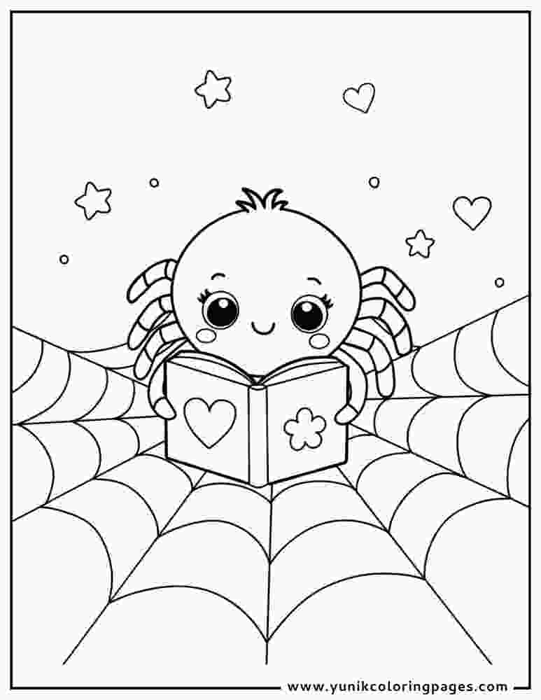 Spider With Heart Coloring Page
