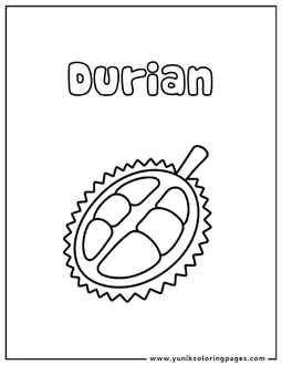 Durian coloring page with words